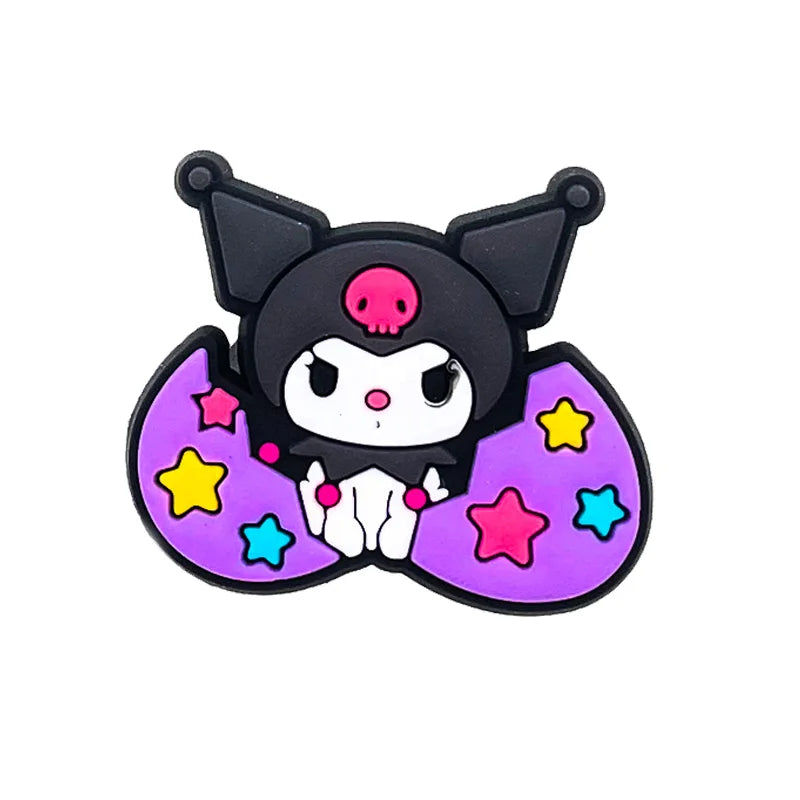 Fashion MINISO 1PCS Cartoon Cute Sanrio DIY Decorate Kuromi Shoe Charms PVC Black Sandals Accessories Kids Girls Boy X-mas Gifts
