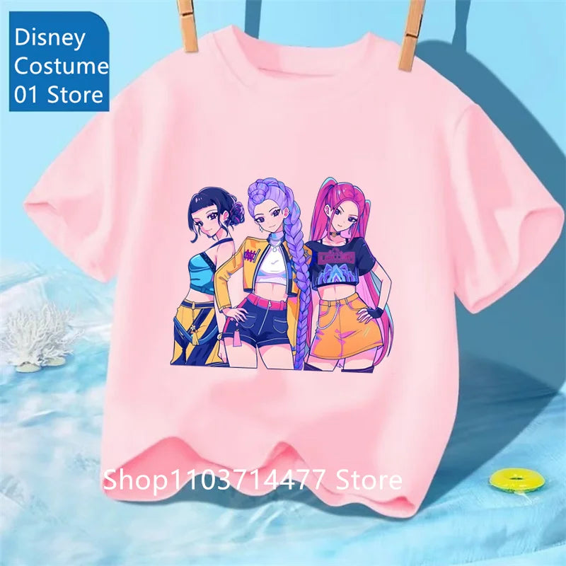 Children's Clothing KPop Demon Hunters Fans Gifts Kids Clothes Fashion Casual Tops 2025 Hot Movie Soft Baby Girls T Shirt