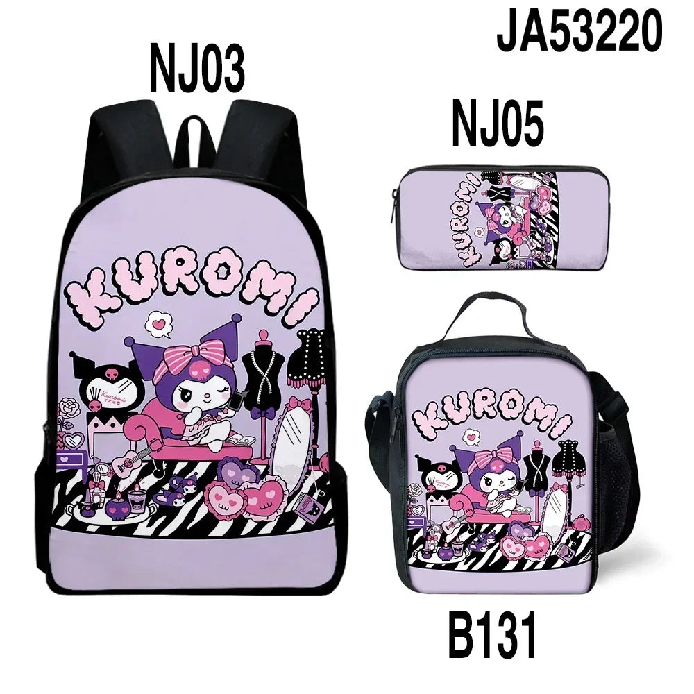 Backpack Kuromi Backpack PencilBag Student Primary and Middle kawaii Cartoon SchoolBag Mochila Birthday Gift For Girls Kids Boys