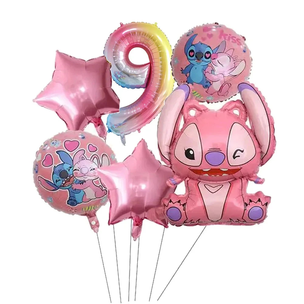 Pink Lilo and Stitch Angel Birthday Supplies Dishes Cup Plate Tablecloth Balloon Banner Girls Party Baby Shower Decorations