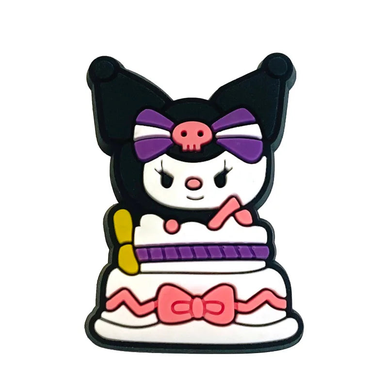 Fashion MINISO 1PCS Cartoon Cute Sanrio DIY Decorate Kuromi Shoe Charms PVC Black Sandals Accessories Kids Girls Boy X-mas Gifts