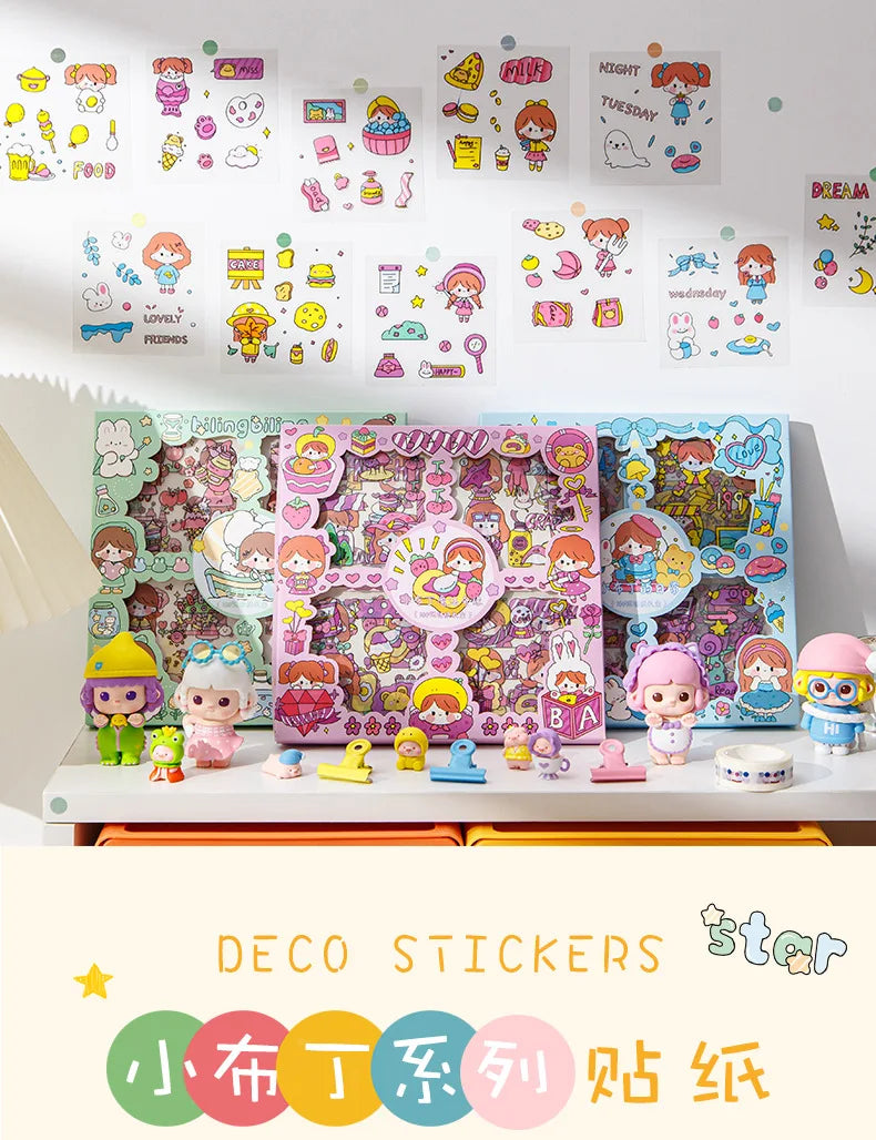 100 Pcs/Box Stickers for Kids Girls Set Kawaii Cartoon Decoration DIY Scrapbooking Waterproof Stationary Gift School Supplies