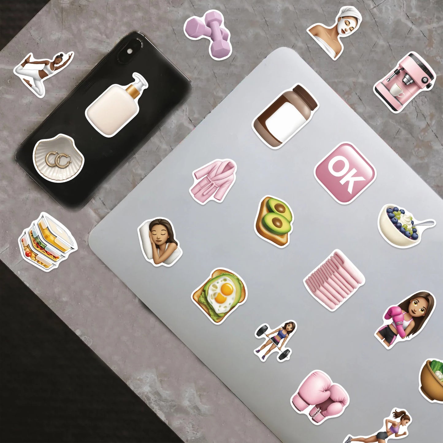 50PCS Sports Fitness Incentive Stickers Cool Girl Stickers GYM PVC Stickers Cartoon Graffiti Decoration Laptop Guitar Waterproof