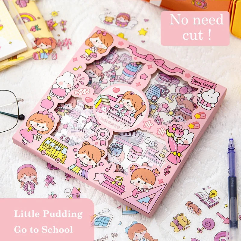 100 Pcs/Box Stickers for Kids Girls Set Kawaii Cartoon Decoration DIY Scrapbooking Waterproof Stationary Gift School Supplies