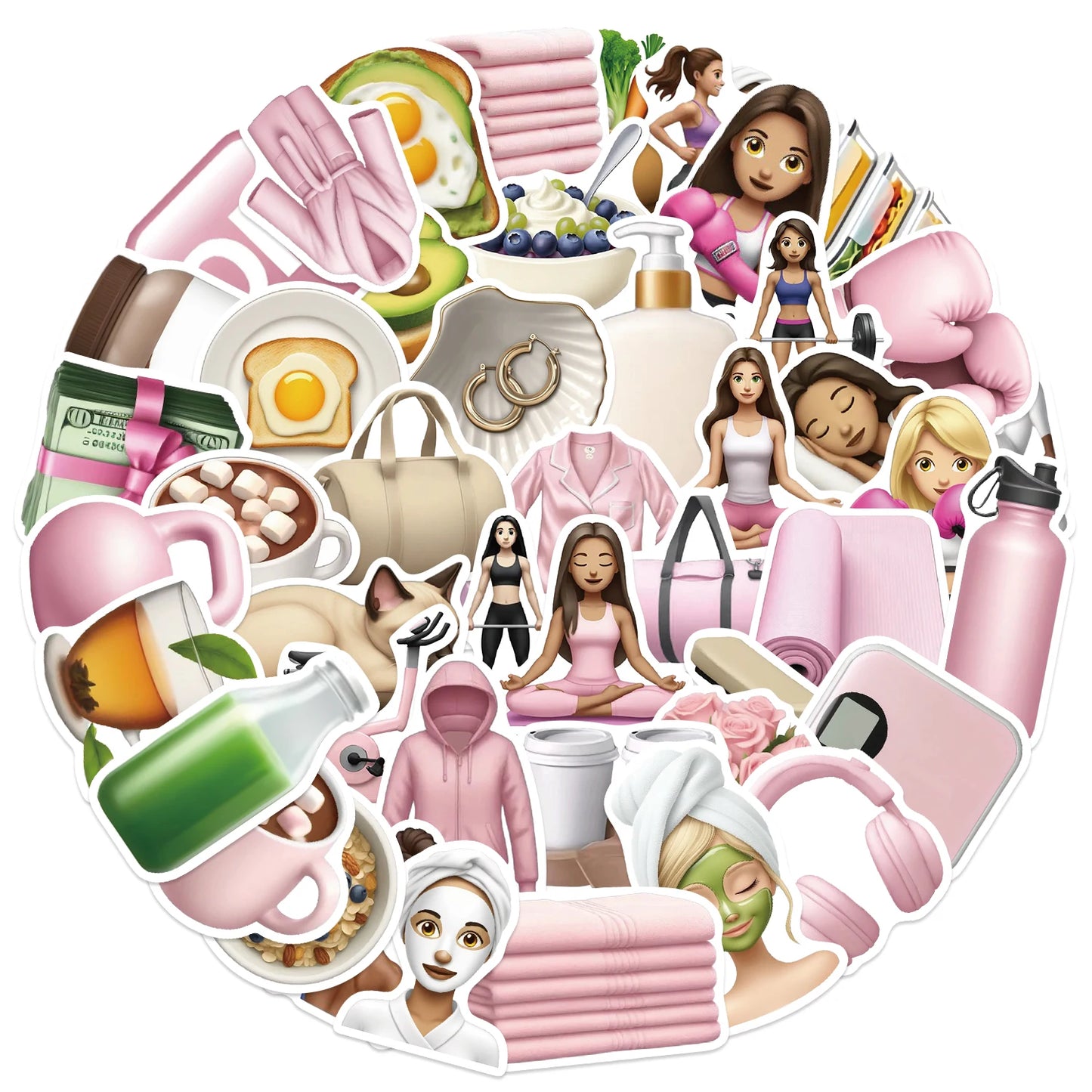 50PCS Sports Fitness Incentive Stickers Cool Girl Stickers GYM PVC Stickers Cartoon Graffiti Decoration Laptop Guitar Waterproof