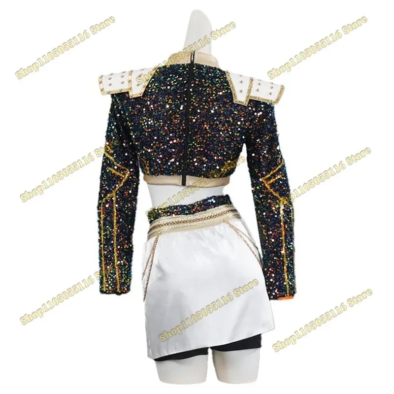 KPop Zoey Cosplay Costume Wig Shoes Black Coat Singing Suit Song-Promotion Costume Women Halloween Party Role Playing Outfit