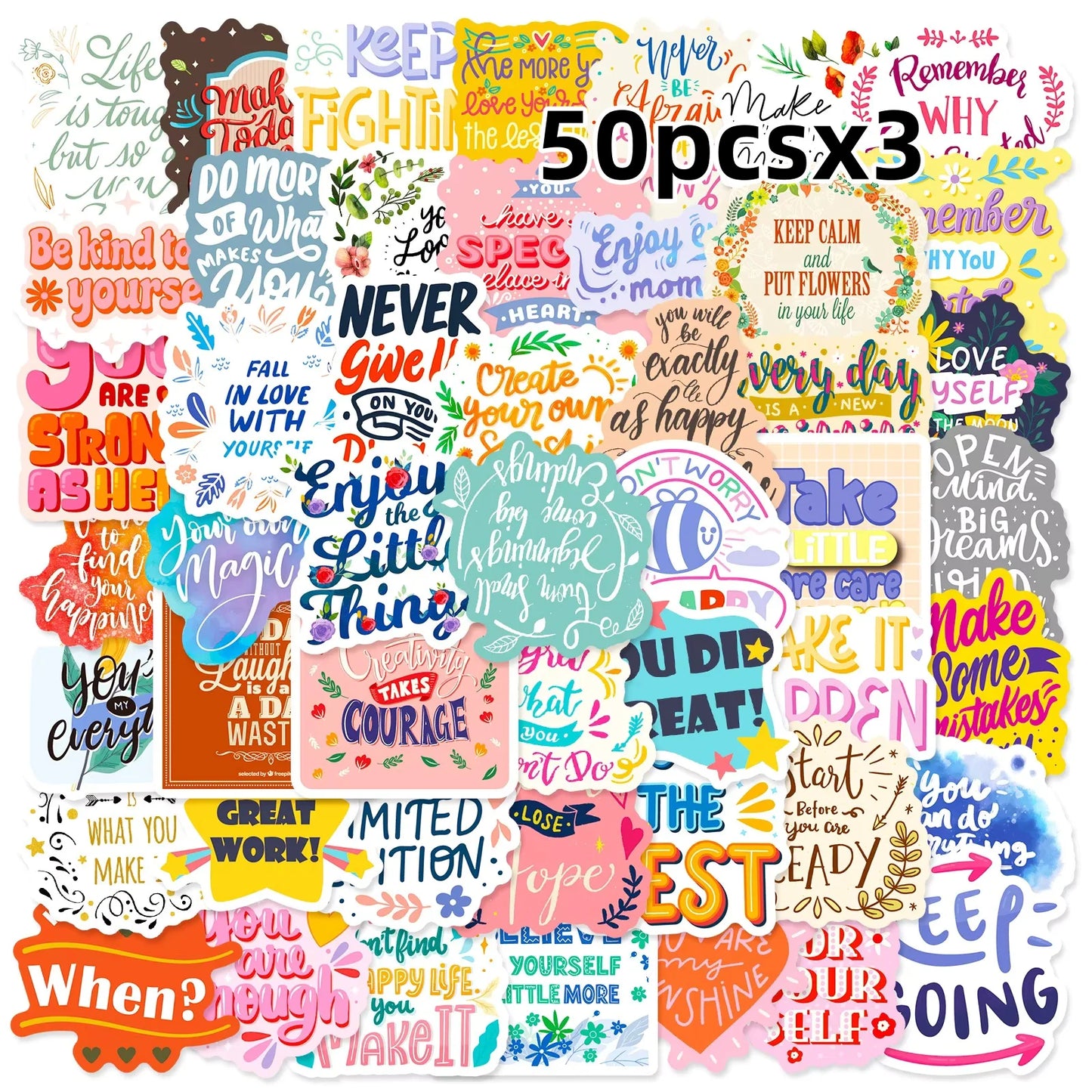 50 Pcs Inspirational Sticker Pack, Inspirational Stickers, Affirmation Positive Stickers for Journaling Computer Decals Laptop