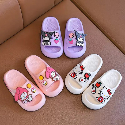Sanrio Children's Slippers Kuromi Hello Kitty Kids Summer Cartoon Non-Slip Soft Soles Children Indoor Home Toddler Baby Sandals