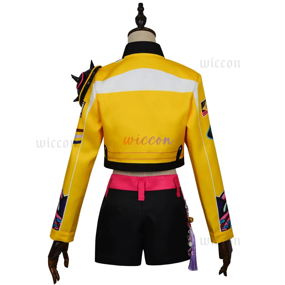 2025Demon Hunters Huntrix Rumi Cosplay KPOP Group Stage Cosplay Print Pattern Uniform Halloween Party Sexy Outfit For Woman