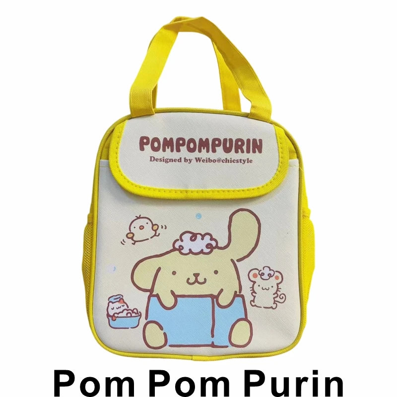 Hello Kitty Kuromi Cinnamonroll  Cartoon Kids Lunch Bag Thermal Insulation Aluminum Film C anvas Portable Insulation  Lunch Bag