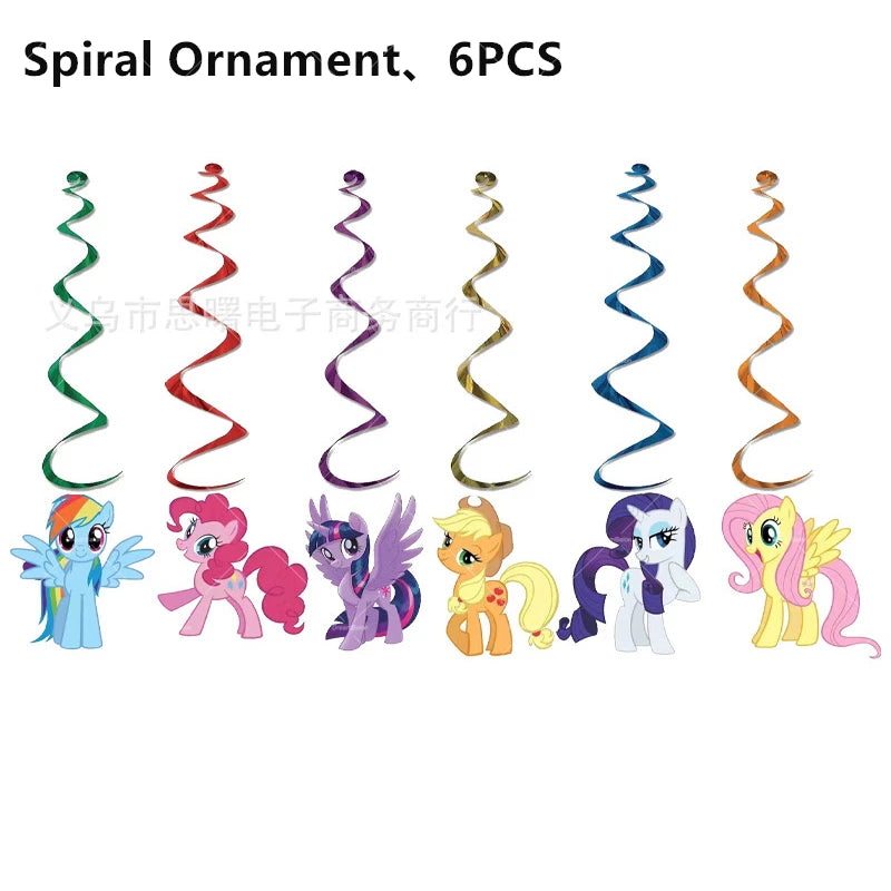 My Little Pony Foil Balloon Happy Birthday Latex Ballon Banner Party Decoration Cake Topper Supplies Backdrop Disposable Kid Toy