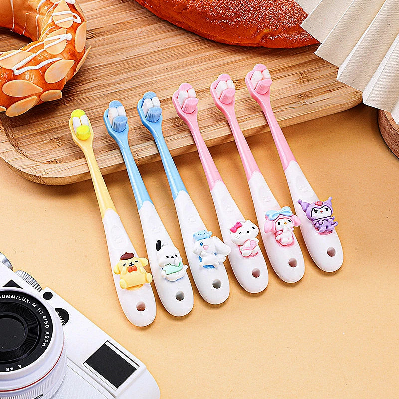 Sanrio Children Toothbrush Anime My Melody Kuromi Household Soft Tooth Brush Kawaii Teeth Cleaning Oral Tool Cartoon Kids Gifts