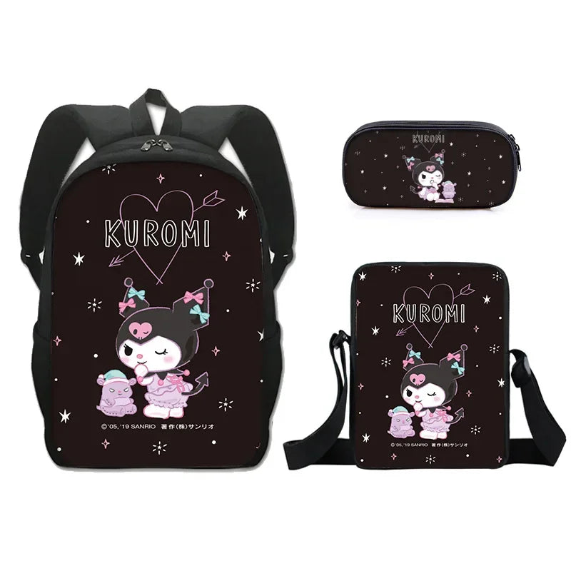 Backpack Kuromi Backpack PencilBag Student Primary and Middle kawaii Cartoon SchoolBag Mochila Birthday Gift For Girls Kids Boys