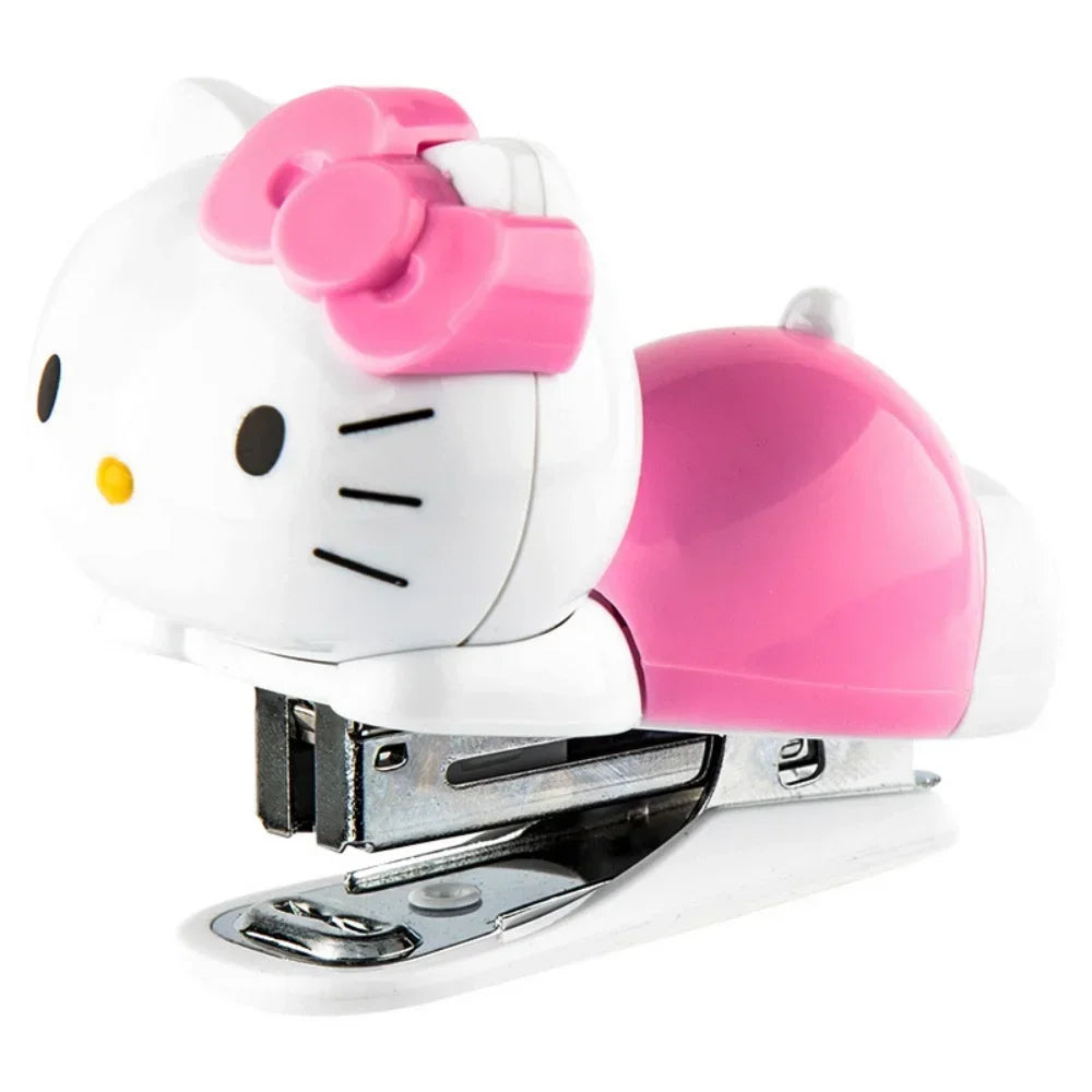 Hello Kitty Sanrio Mini Stapler Set Portable Compact Adorable Design for School Office Stationery Supply Kids Girls Gift Present