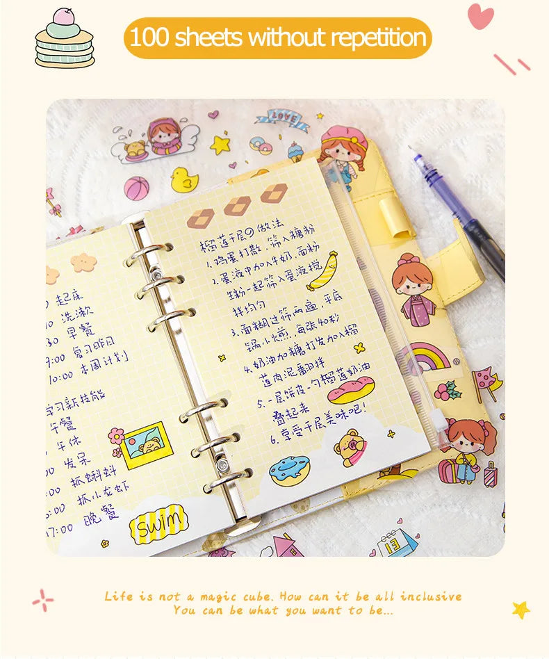 100 Pcs/Box Stickers for Kids Girls Set Kawaii Cartoon Decoration DIY Scrapbooking Waterproof Stationary Gift School Supplies