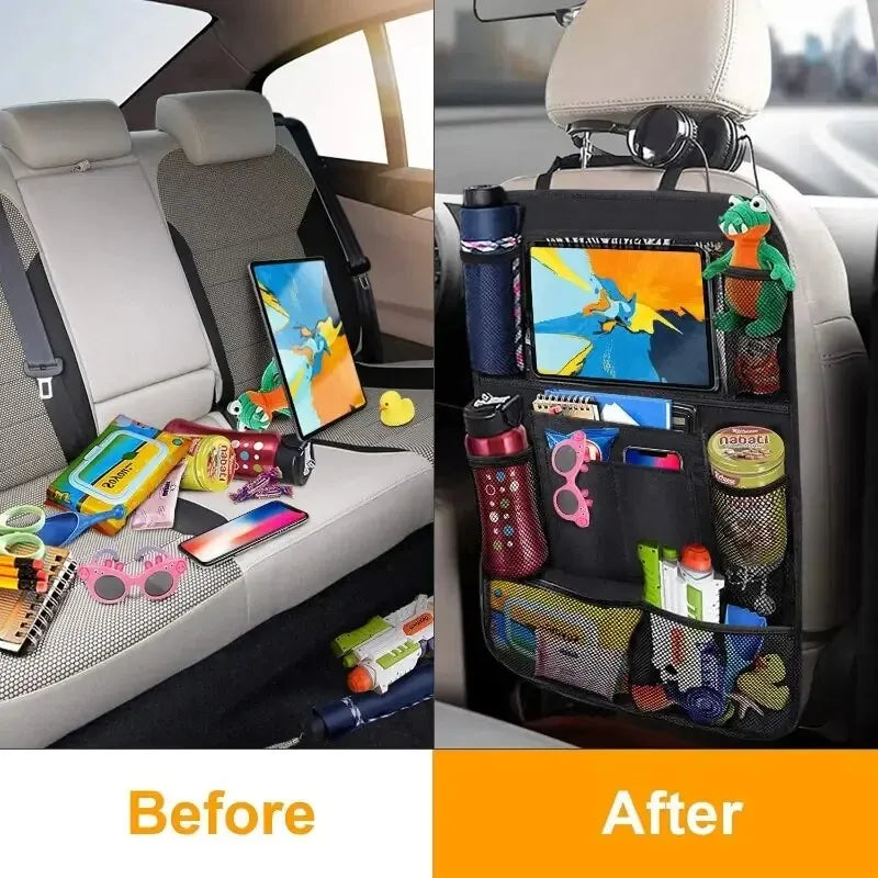 Car Seat Organizer Multi-functional Oxford Fabric Car Back Multi Pocket Storage Bag with Tablet Holder Protector for Kids