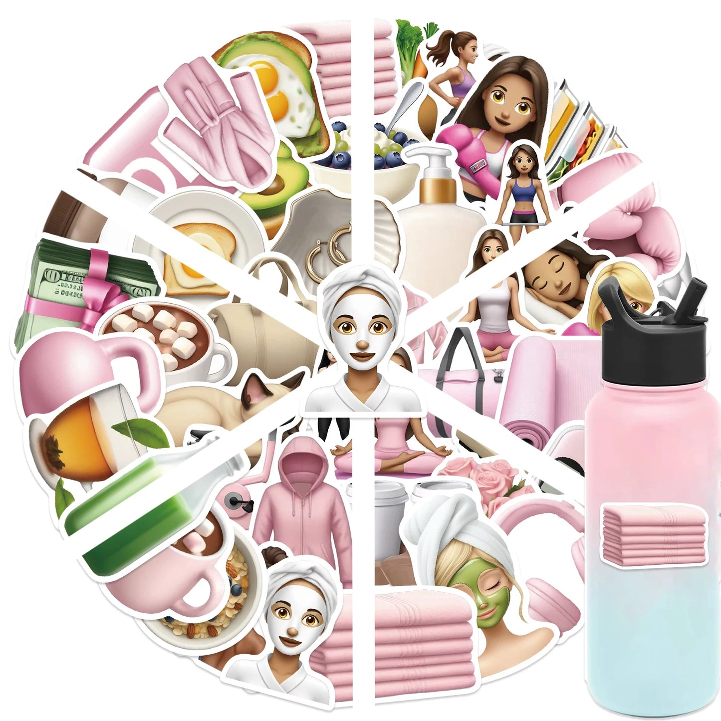 50PCS Sports Fitness Incentive Stickers Cool Girl Stickers GYM PVC Stickers Cartoon Graffiti Decoration Laptop Guitar Waterproof