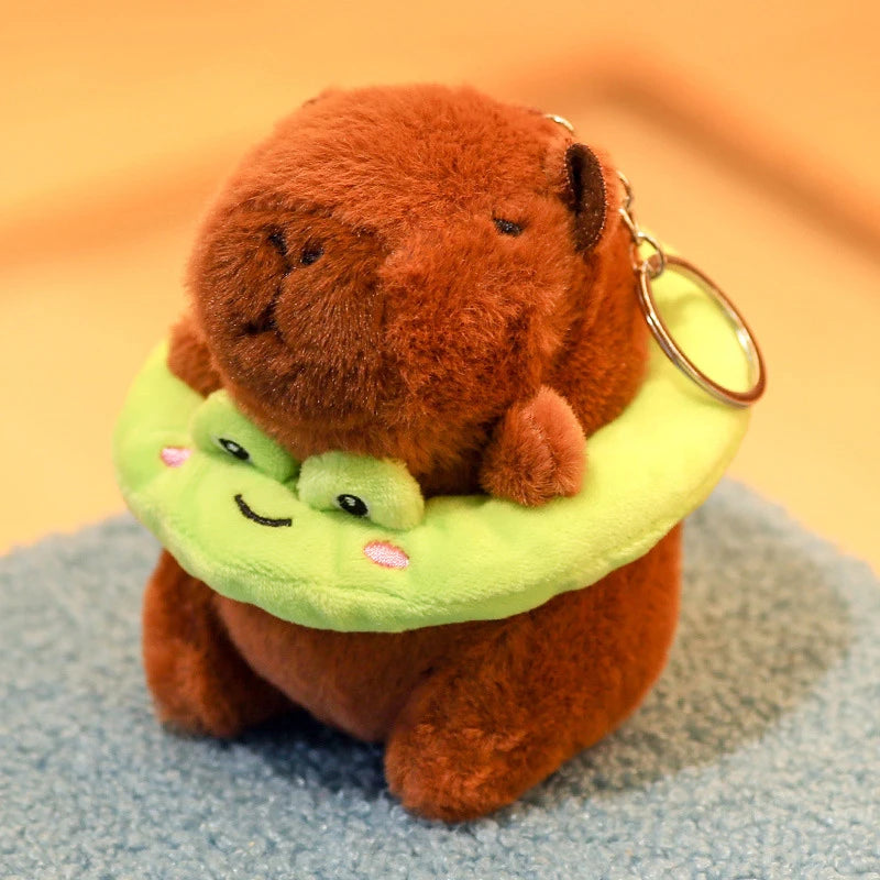Cartoon Capybara Plush Keychain Bag Pendant Hanging Decoration Cute Stuffed Doll Toy Desktop Doll Ornament Car Keyring Kids Gift