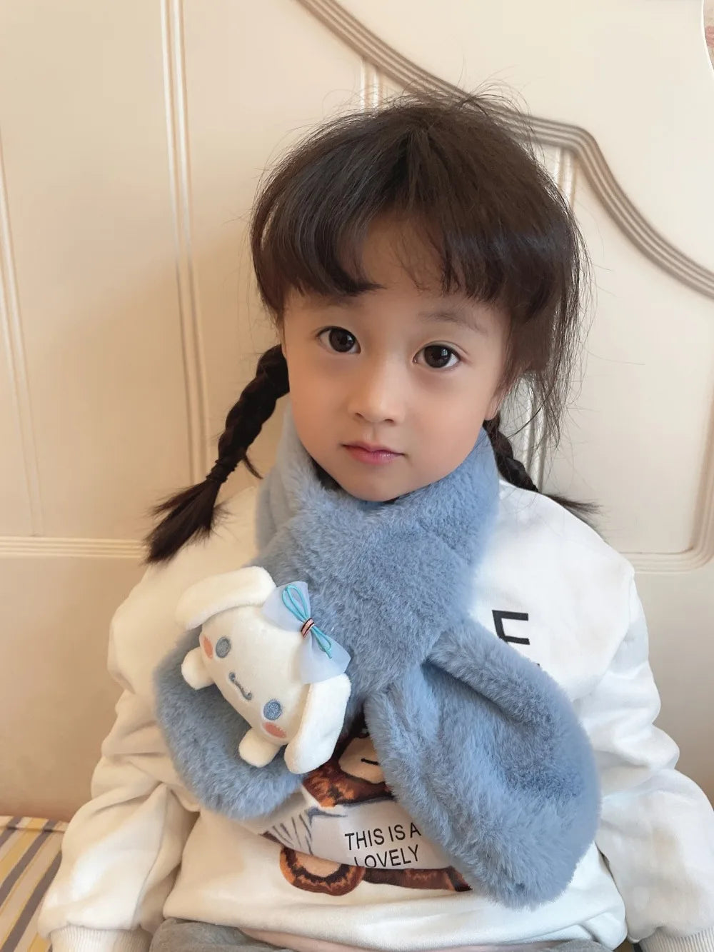 Kawaii Sanrio Plush Kuromi Children Scarf Cinnamoroll My Melody Anime Accessories Soft Thickened Kids Scarves Girls Cute Gifts