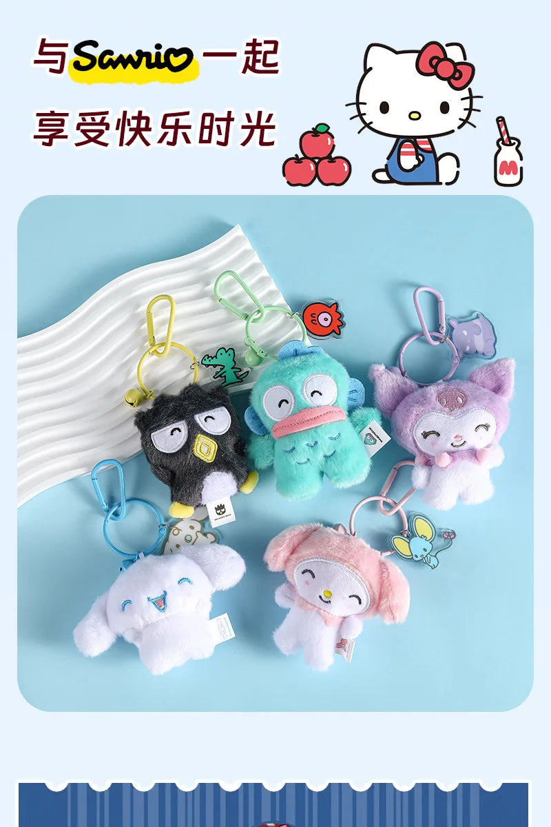 Sanrio Hello Kitty Kuromi Cute Stuffed Keychain Car School bag Pendant Kids Plush Toy Keyring Plushier Strap Doll Birthday Gift