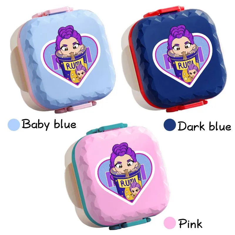 800ml For KPop Demon Hunters Lunch Box Microwave Heating Anime HUNTR/X Rumi Mira Zoey Bento Box BPA Free Comes with Tableware