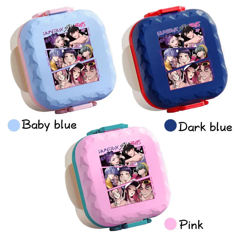 800ml For KPop Demon Hunters Lunch Box Microwave Heating Anime HUNTR/X Rumi Mira Zoey Bento Box BPA Free Comes with Tableware