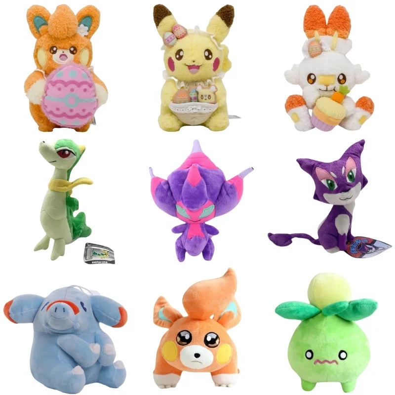 Kawaii Pokemon Pikachu Plush Lovely Scorbunny Pawmi Smoliv Servine Poipole Peluche Cute Toys Hobbies Xmas Gift For Kids