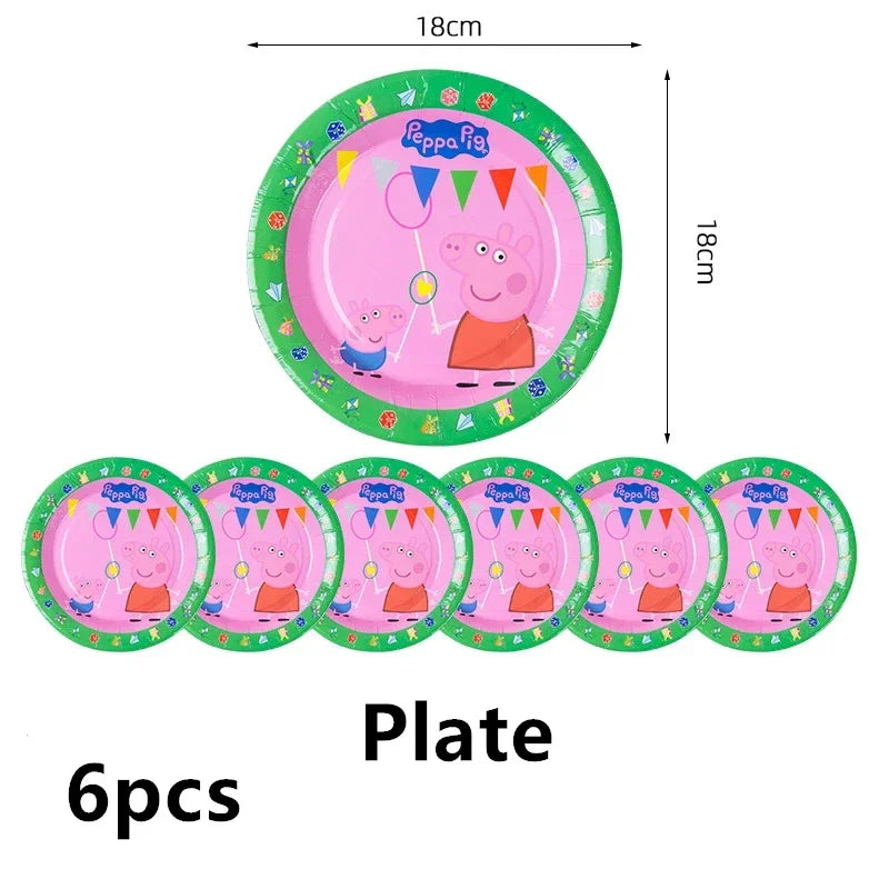 Peppa Pig Balloons Family Pink George Rebecca Susy Ballons Happy Birthday Banner Party Decoration Kids Cake Topper Tableware Toy