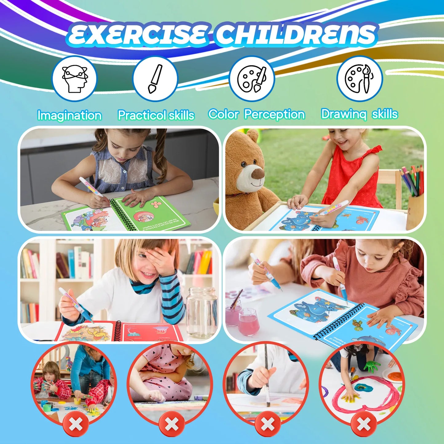 Children DIY Magical Water Painting Book Toddler Early Education Toys Reusable Magic Drawing Coloring Creativity Board For Kids