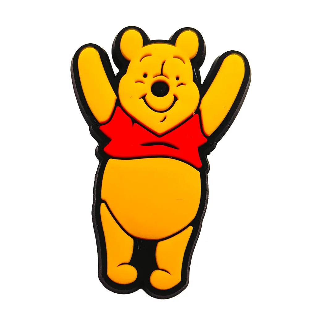 20pcs Hot Toys Disney Cartoon Winnie Pooh Shoe Charms for Shoes Decoration Accessories Classic Clog Sandal Buckle Kids Gifts