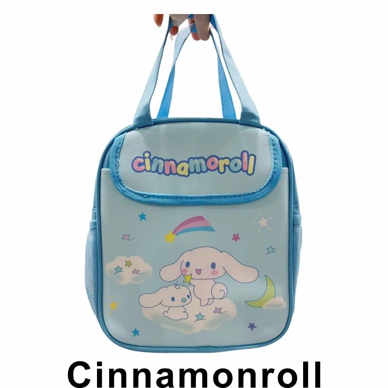Hello Kitty Kuromi Cinnamonroll  Cartoon Kids Lunch Bag Thermal Insulation Aluminum Film C anvas Portable Insulation  Lunch Bag
