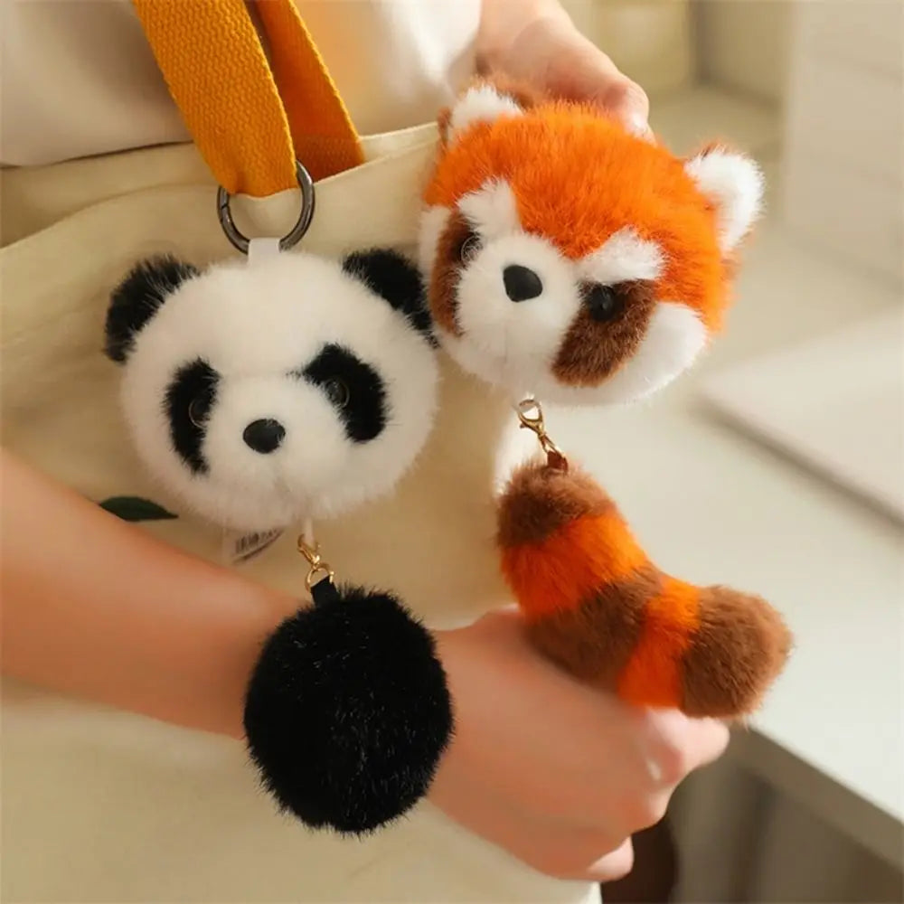 Cartoon Red Panda Plush Keyring Plush Stuffed Toys Pulling Tail Panda Plush Pendant Cute Animal Red Panda Plushies Pendant Kids