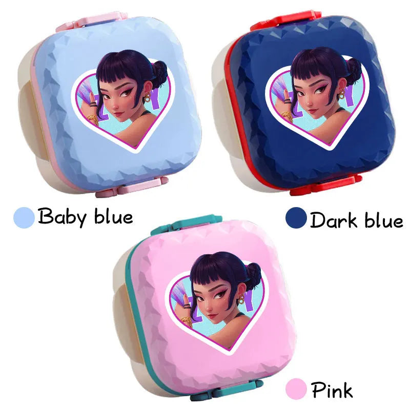 800ml For KPop Demon Hunters Lunch Box Microwave Heating Anime HUNTR/X Rumi Mira Zoey Bento Box BPA Free Comes with Tableware