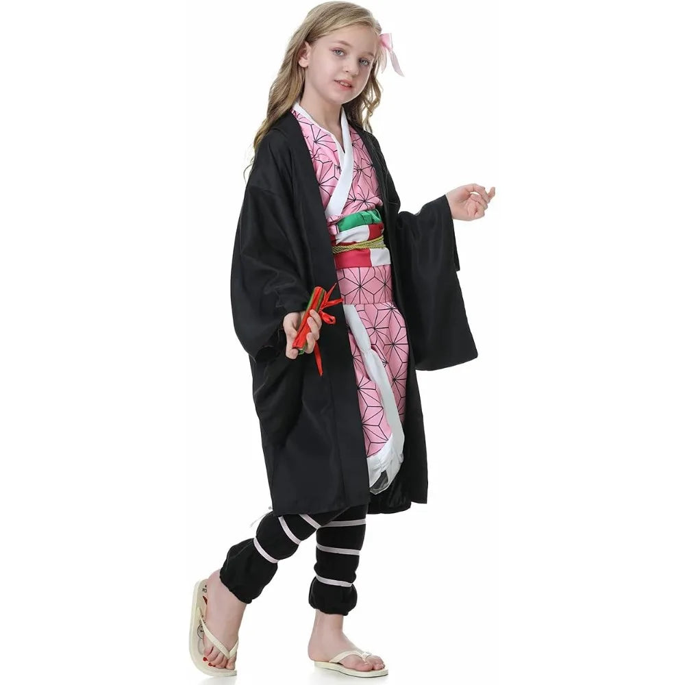 Cosplay Pink Costume Kimono Anime Cosplay Outfits, Cape Festival Uniform for Kids Girls, Enthusiasts Dressing Up Party Costumes
