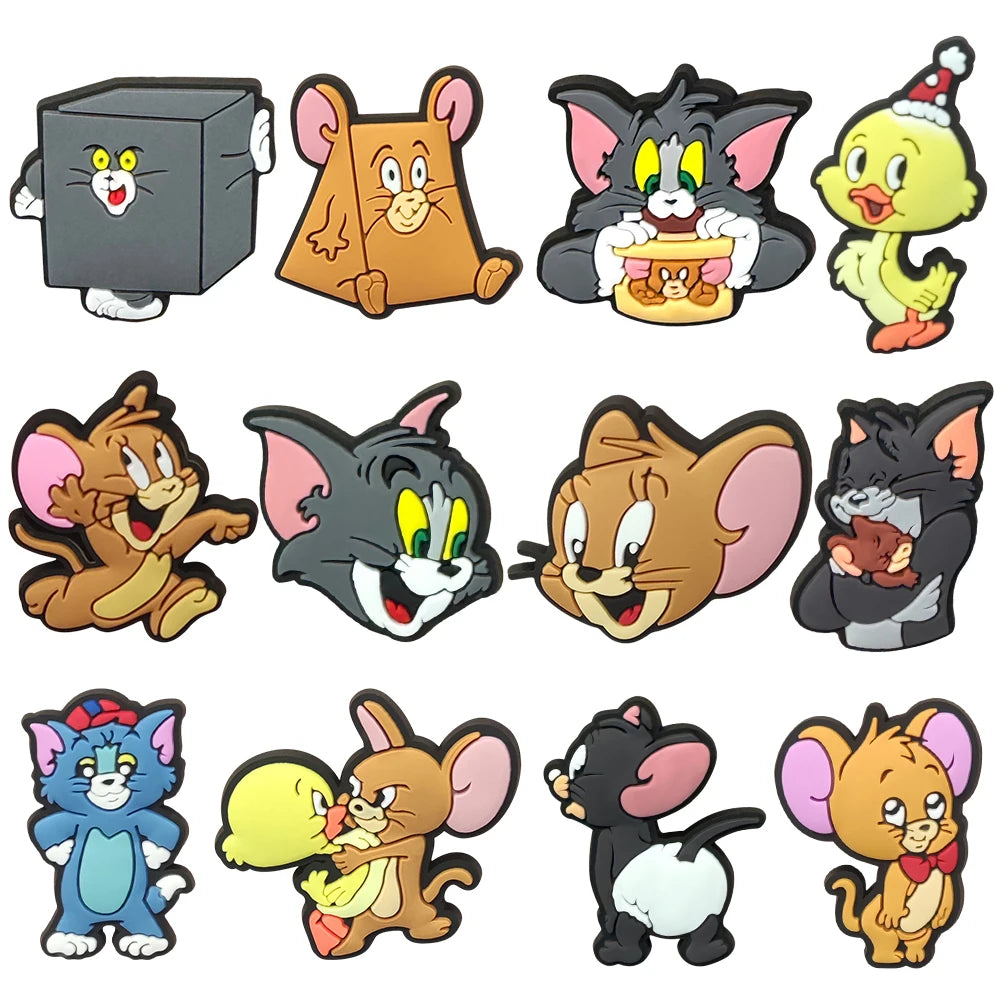 Cartoon MINISO 1PCS Popular Characters Disney Mouse DIY Stitch Funny Bear Shoe Charms Decorate Kids Accessories Boys Party Gifts