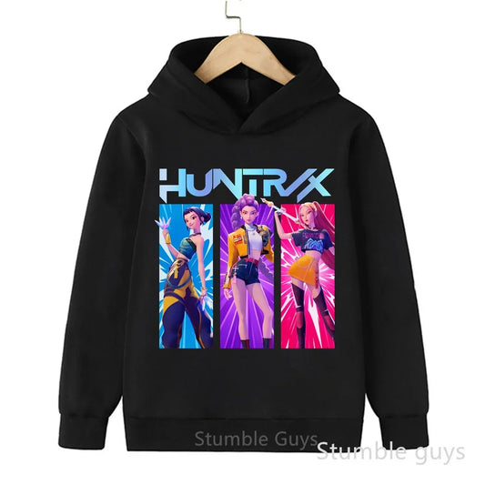 Kpop Demon Hunters Hoodie Set Kids Boys Girls Sportswear 3-12Y Autumn Anime Clothes