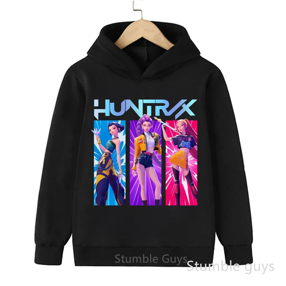 Kpop Demon Hunters Hoodie Set Kids Boys Girls Sportswear 3-12Y Autumn Anime Clothes
