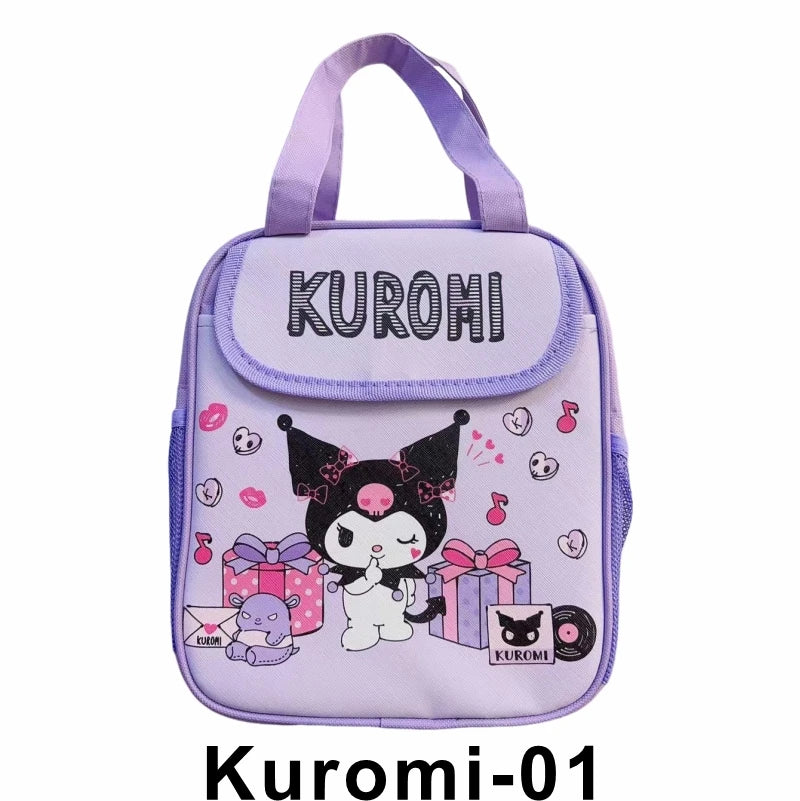 Hello Kitty Kuromi Cinnamonroll  Cartoon Kids Lunch Bag Thermal Insulation Aluminum Film C anvas Portable Insulation  Lunch Bag