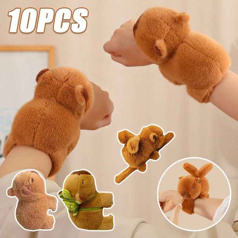 1-10PCS Rytanda Capybara Clap Circle Toys  Capybara Plush Hand Ring Fun Pop Circles Kids  Gift Slap Snap Wrap Wristband Bracelet