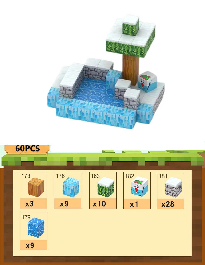 Magnetic Building Blocks Mine Cube Magnet World Set for Boy Girl Kid Age 3+ DIY Model Children Stem Montessori Sensory Toy