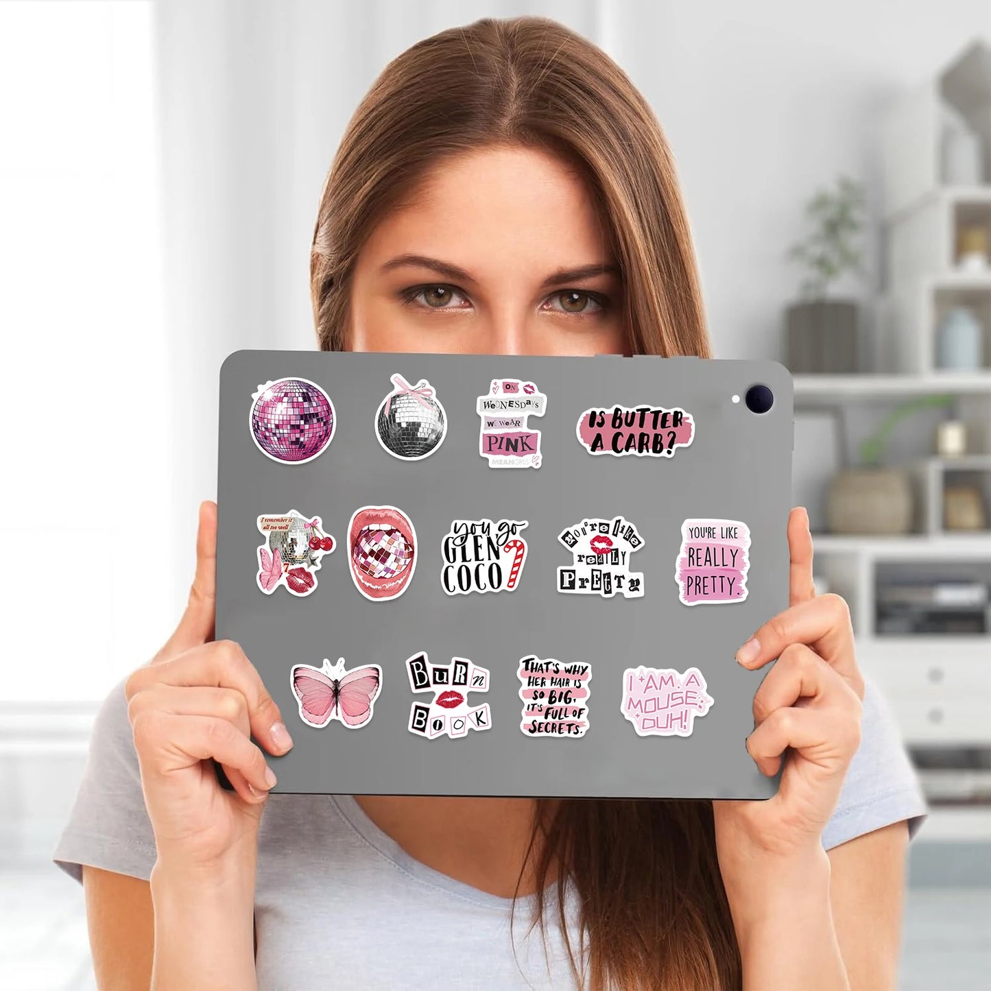 50pcs Ins Style Pink Ink Fresh Graffiti Stickers Suitable for Luggage Phone Cases Laptops Waterproof Cartoon Graffiti Stickers