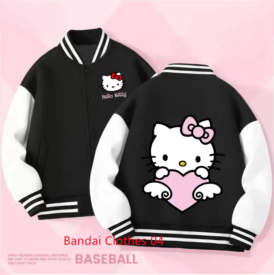 Kids Sanrio Fall/Winter Jacket Baseball Uniform Hello Kitty & Bear Pattern Print Thick warm stylish coat for boys and girls 2-14