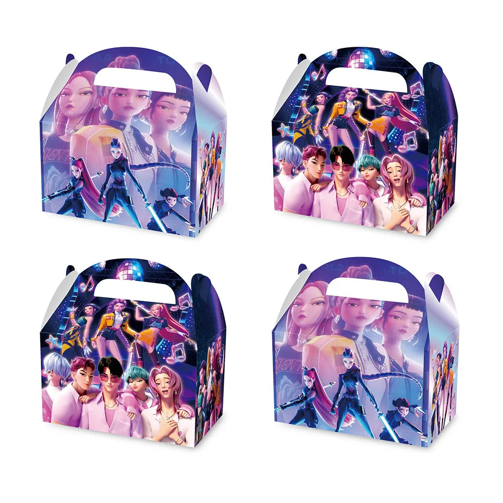 12/24pcs Kpop Demon Hunters Candy Box Birthday Party Supplies Portable Paper Box Packing Funny Gifts Game Anime Goku Gift Bags