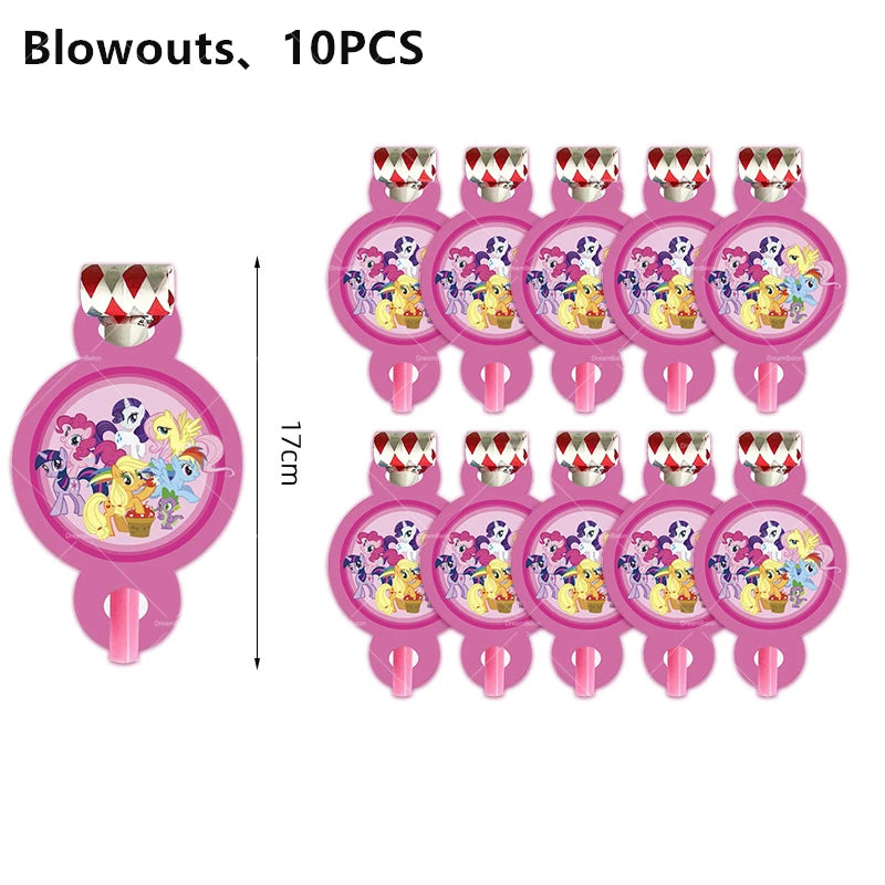 My Little Pony Foil Balloon Happy Birthday Latex Ballon Banner Party Decoration Cake Topper Supplies Backdrop Disposable Kid Toy