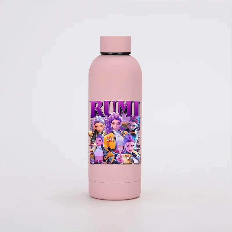 KPop Demon Hunters Kids Sports Water Cup Cute Anime Women Drinking Bottles Huntrix Rumi Zoey Cartoon Print Bottle Birthday Gift
