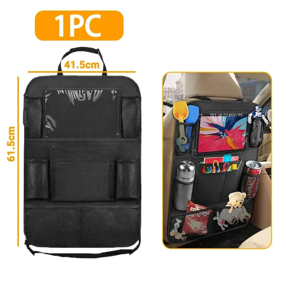 Car Seat Organizer Multi-functional Oxford Fabric Car Back Multi Pocket Storage Bag with Tablet Holder Protector for Kids