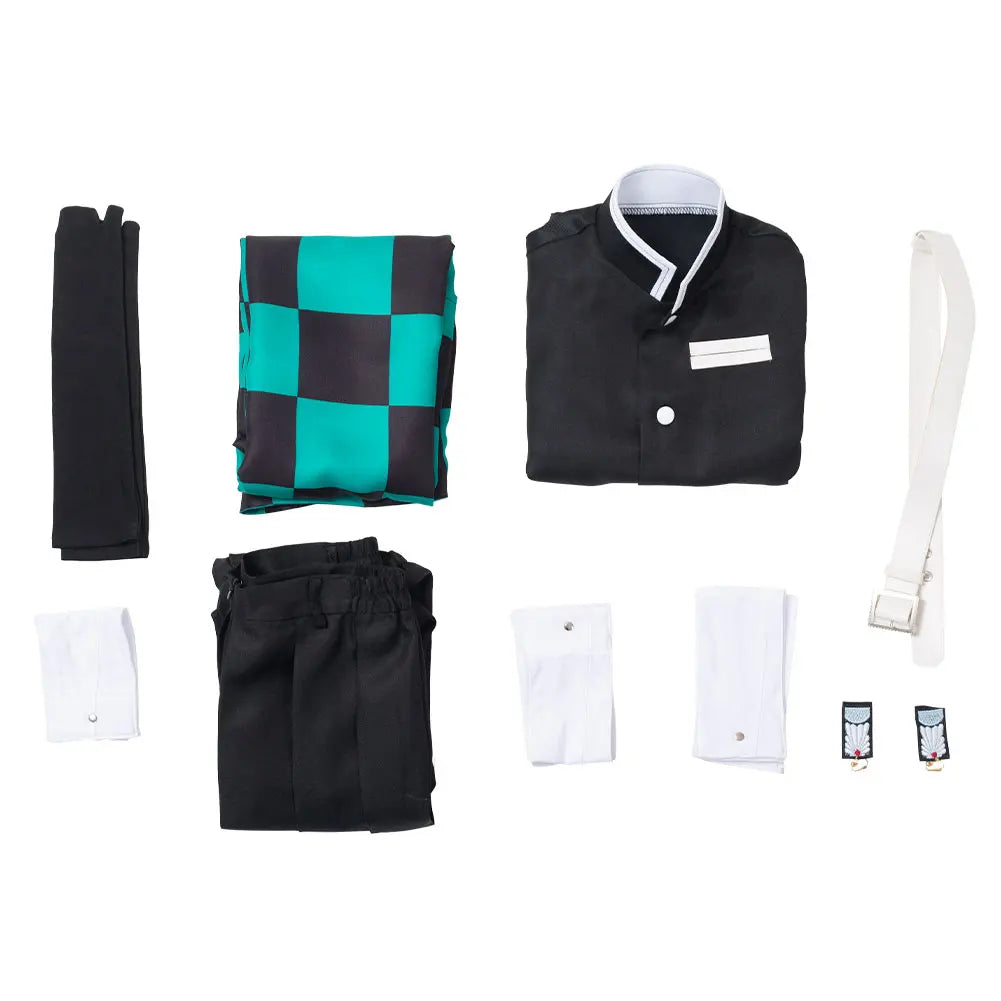 Cosplay Children's costume Anime Satan Killer Kimetsu No Yeyang Kamido Tanjiro Kimono costume Set Carnival Halloween Clothes