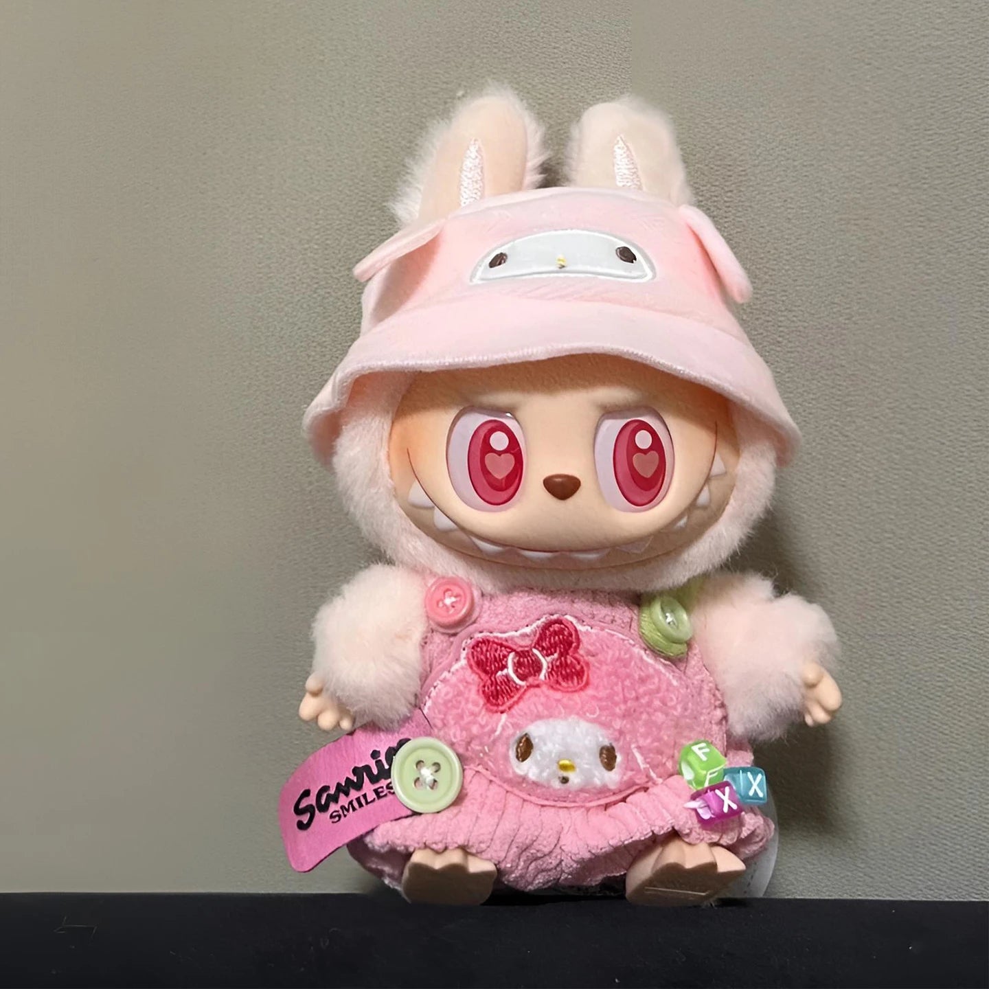For 17cm Labubu Doll Clothes Cute Overalls Sanrio Hello Kitty Kuromi Cinnamoroll Clothes Doll Clothes for Dolls Kids Gifts