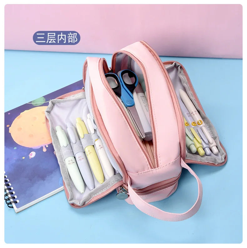 Kpop Demon Hunters High-capacity Pencil Bag Cartoon  Music Girl Pencilcase Rumi Mira Zoey Student Pen Case Kid School Stationery