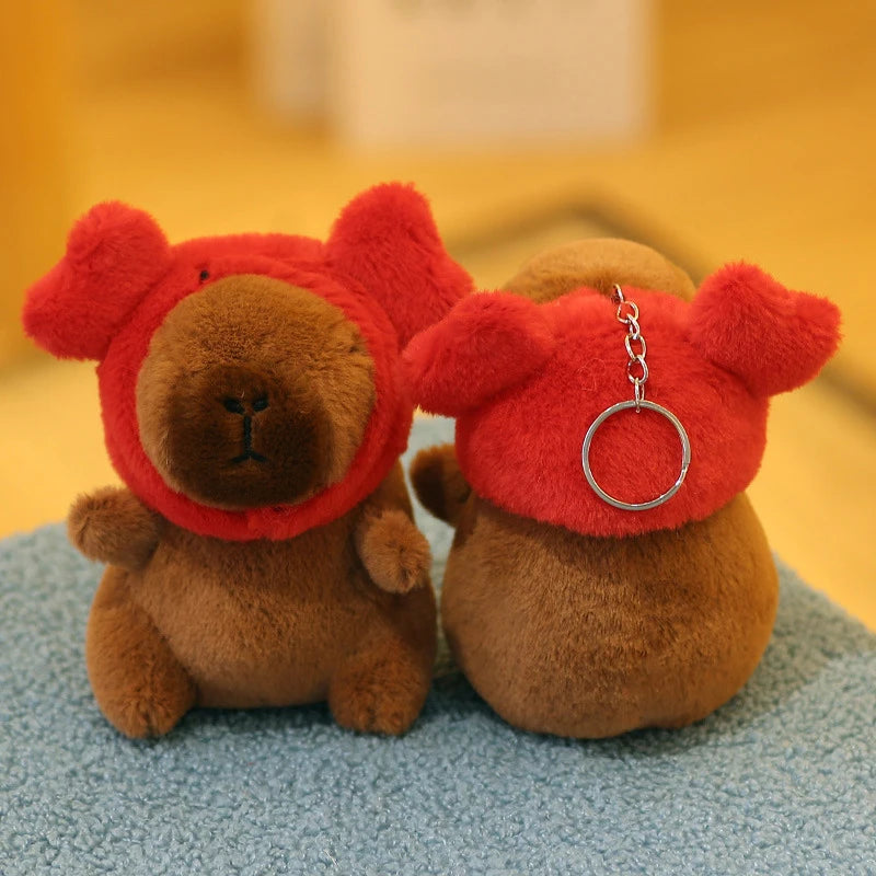 Cartoon Capybara Plush Keychain Bag Pendant Hanging Decoration Cute Stuffed Doll Toy Desktop Doll Ornament Car Keyring Kids Gift
